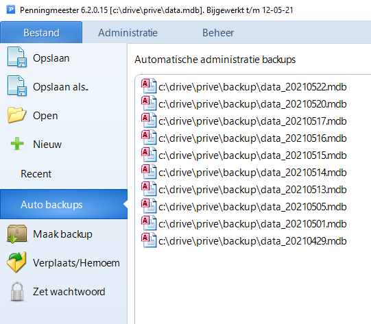 Voorbeeld terugzetten backup